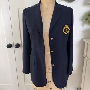 Ralph Lauren Navy Blazer with Gold Emblem